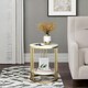 image 6 of 2 Tier Marble Coffee Table Gold Gold