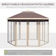 image 3 of Outsunny 3x4m Hexagon Gazebo w/ Mesh Curtains Outdoor Garden, Khaki