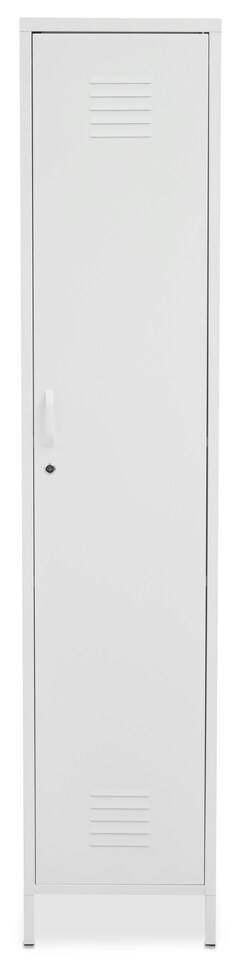 image 1 of Interiors by Premier Sleek And Sturdy One Door White Metal Locker, Shelved Locker, Secured Storage Of Slim Locker With Handle | White