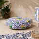 image 3 of OHS Lemons Outdoor Garden Patio Deck Large Plump Round Water Resistant Floor Plush Seat Cushion Blue | 60cm