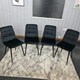 image 1 of Grey Dining Table with Hairpin Legs & 4 Black Velvet Chairs Set for Kitchen & Dining Room Grey