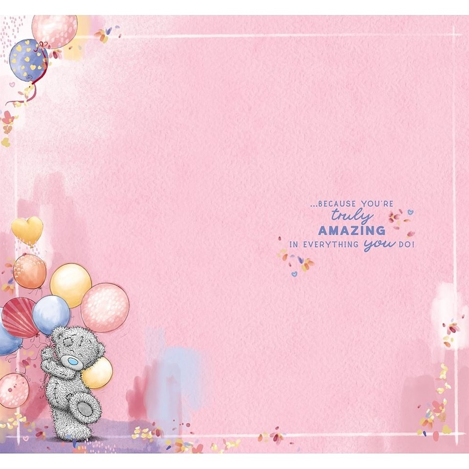 image 1 of Bear Stood Holding Balloons Just For You Birthday Card
