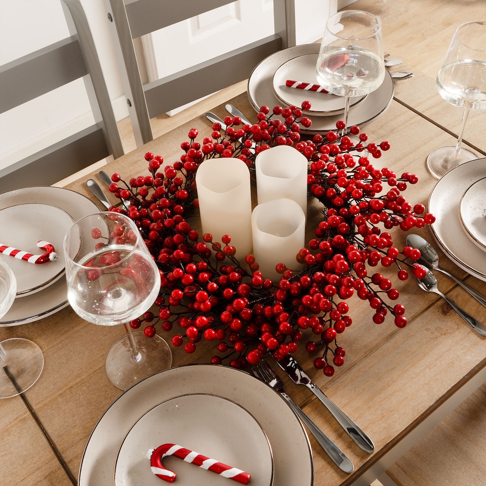 image 1 of OHS Artificial Flower Wreath Door Wall Home Party Table Decorations Winter Spring | Red