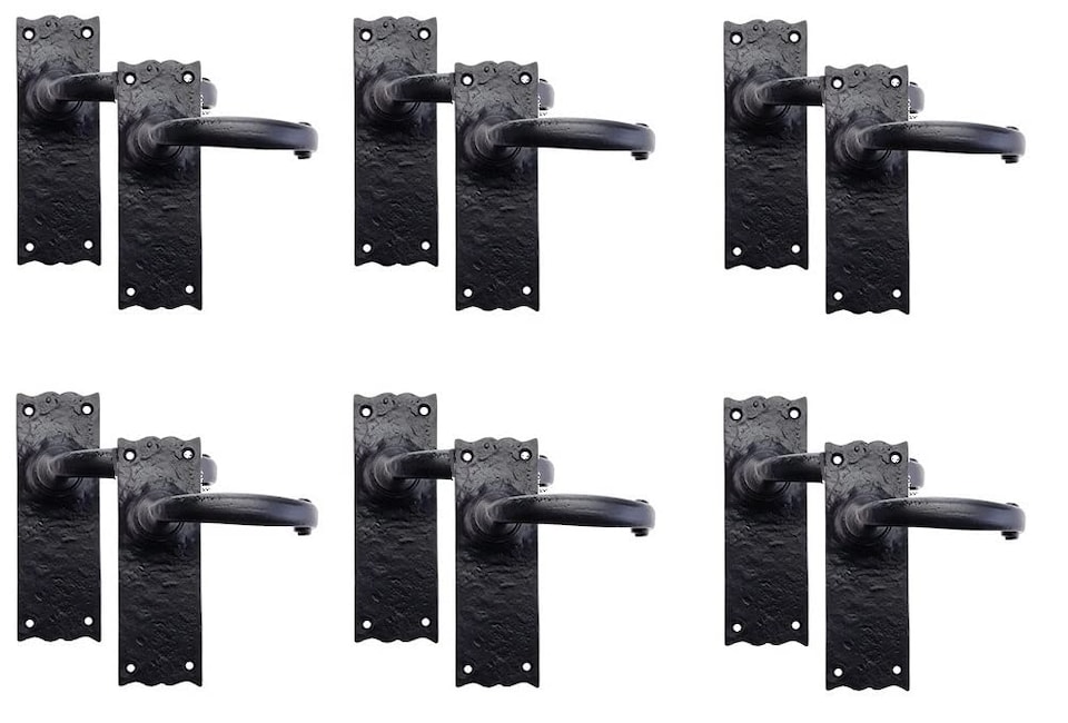 image 1 of Golden Grace 6 Pairs Antique Plain Design Door Handles Latch in Black Finish - 150mm x 52mm | Black | 6 Pairs