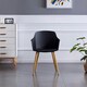 image 2 of Single Eden Modern Dining Chair, Faux Leather Padded Cushion & Solid Wooden Legs Black