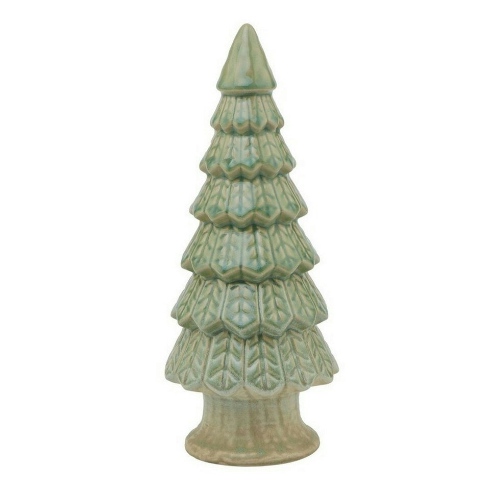 image 1 of Fir Tree with Base - Ceramic - L12 x W12 x H29 cm - Green