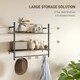 image 4 of HOMCOM Wall Shelf Unit with 4 Hooks for Living Room, Entryway, Grey