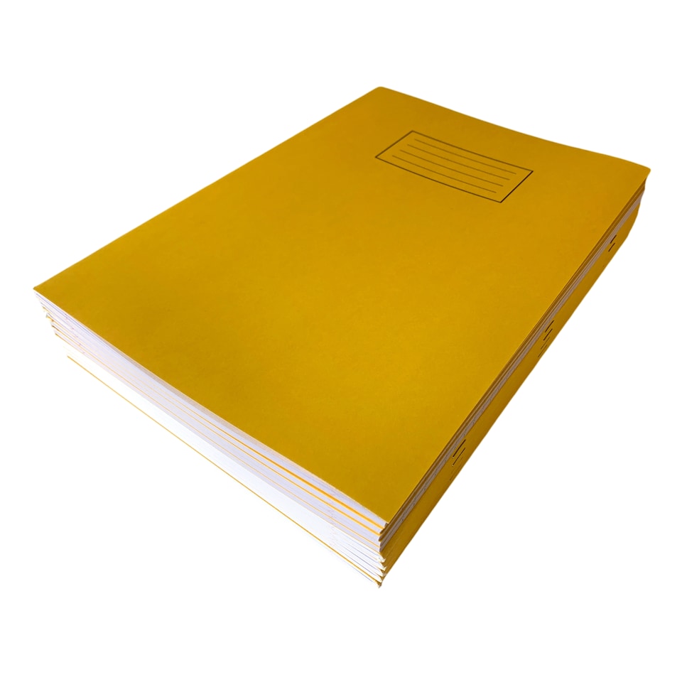 image 1 of Pack of 10 Janrax A4 Yellow 80 Pages Feint and Ruled Exercise Books
