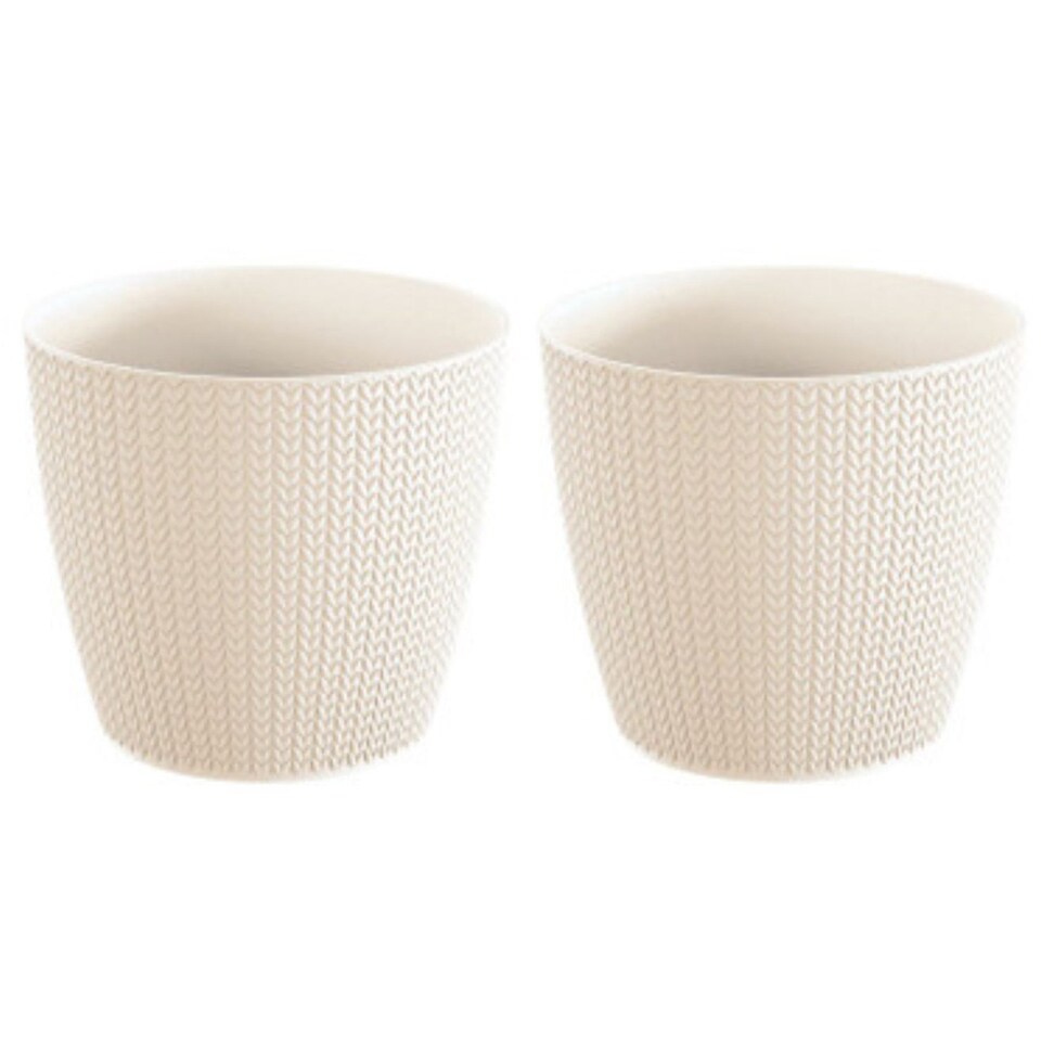 image 1 of WHEATY Round Flower Pot - 19.3x21.8x21.8cm | Cream | Cream & Set of 2 | 2
