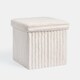 image 5 of OHS Soft Fleece Ribbed Foldable Cube Footstool Seat Storage Organiser Ottoman Cream