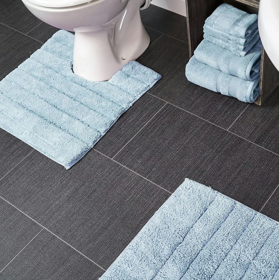 image 1 of Ribbed Two Piece Bath Mat Set - Baby Blue
