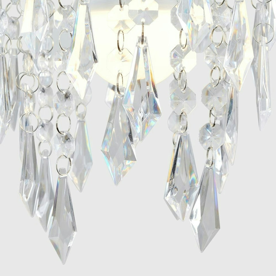 image 1 of ValueLights Clear Acrylic Droplets Silver Ceiling Pendant Shade