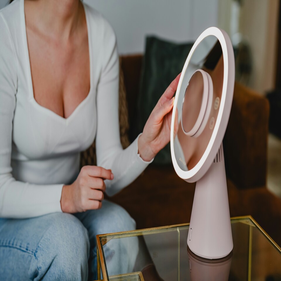 image 1 of Beautifly Smart Moon BT Speaker Digital Makeup Mirror Silver