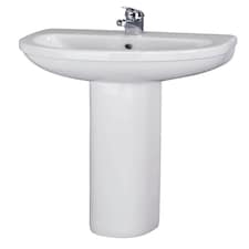 Round 1 Tap Hole Basin Full Pedestal 550mm | White | White | 445 x 555 x 845mm