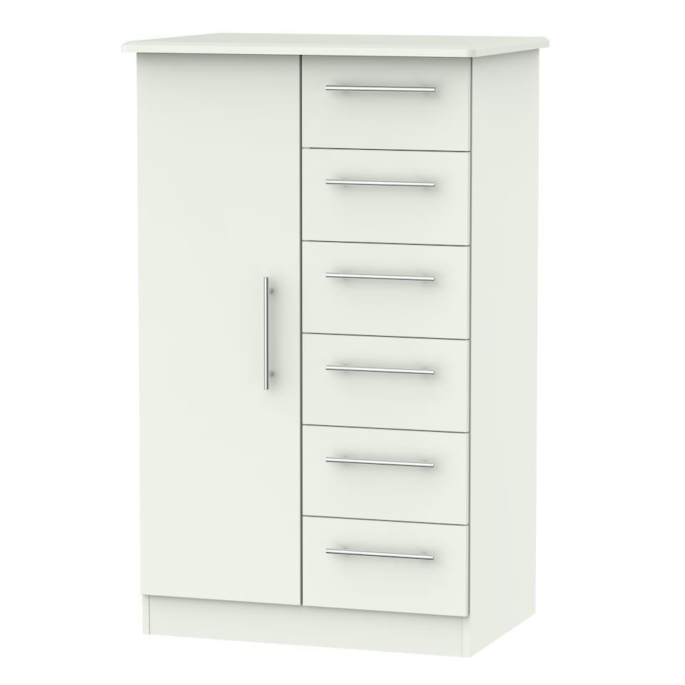 image 1 of Carlton 5 Drawer 1 Door Childrens Wardrobe in Porcelain Matt (Ready Assembled) | White | Porcelain Matt