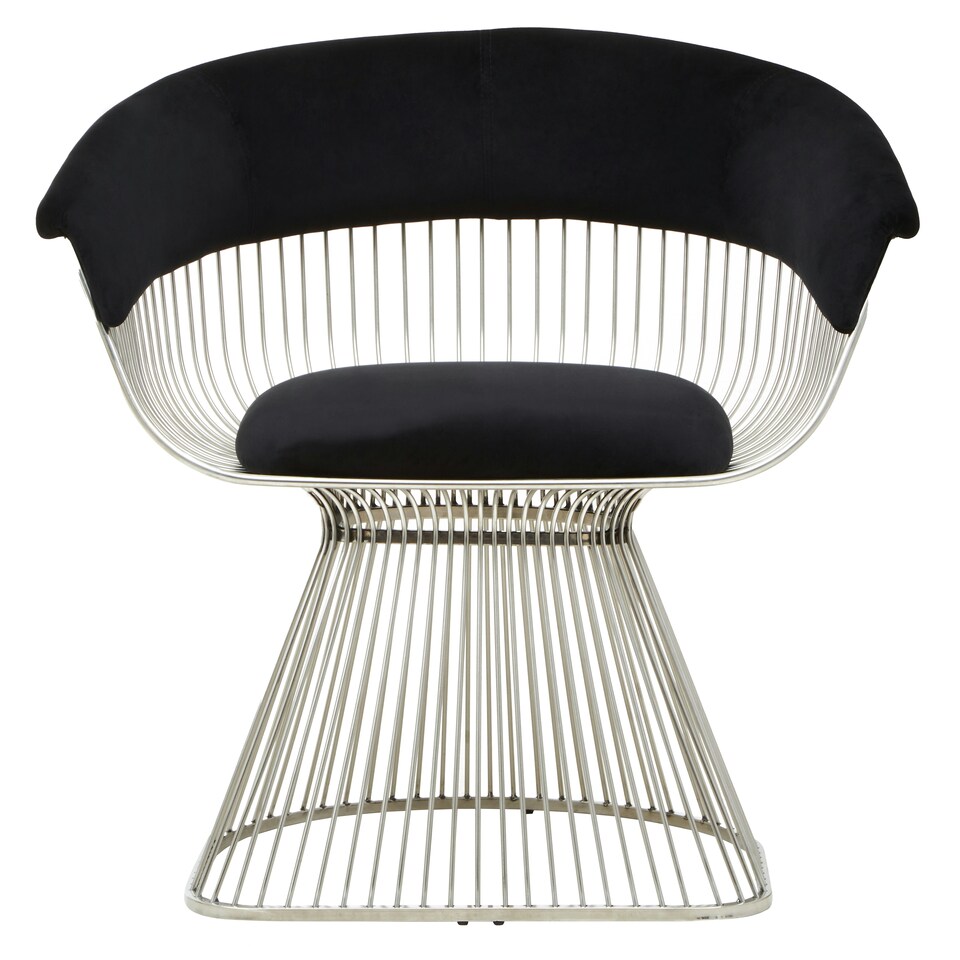 image 1 of Interiors by Premier Black Velvet and Silver Frame Chair Black