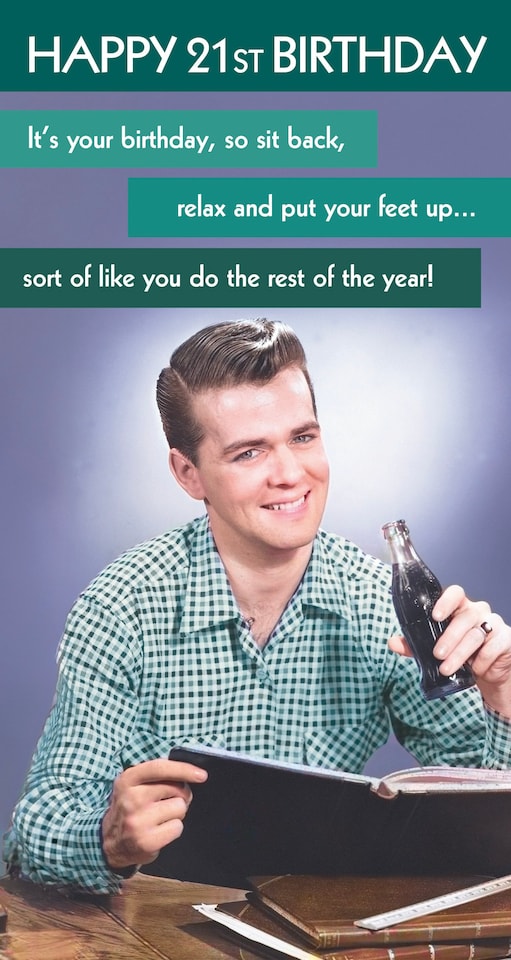 image 1 of 21st Birthday Relax And Put Your Feet Up... - Funny Retro Greetings Card