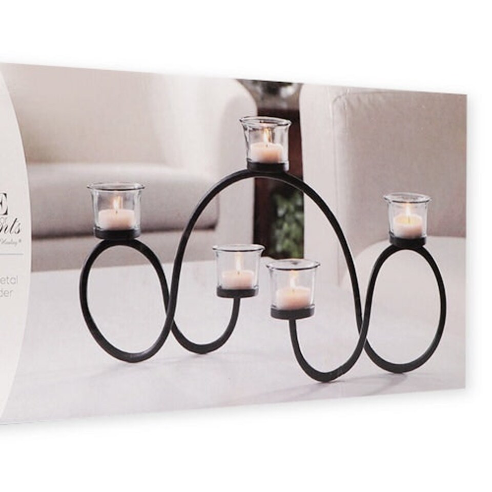 image 1 of Home Accents Decorative Metal Tealight Holder 6 Piece Set Grey