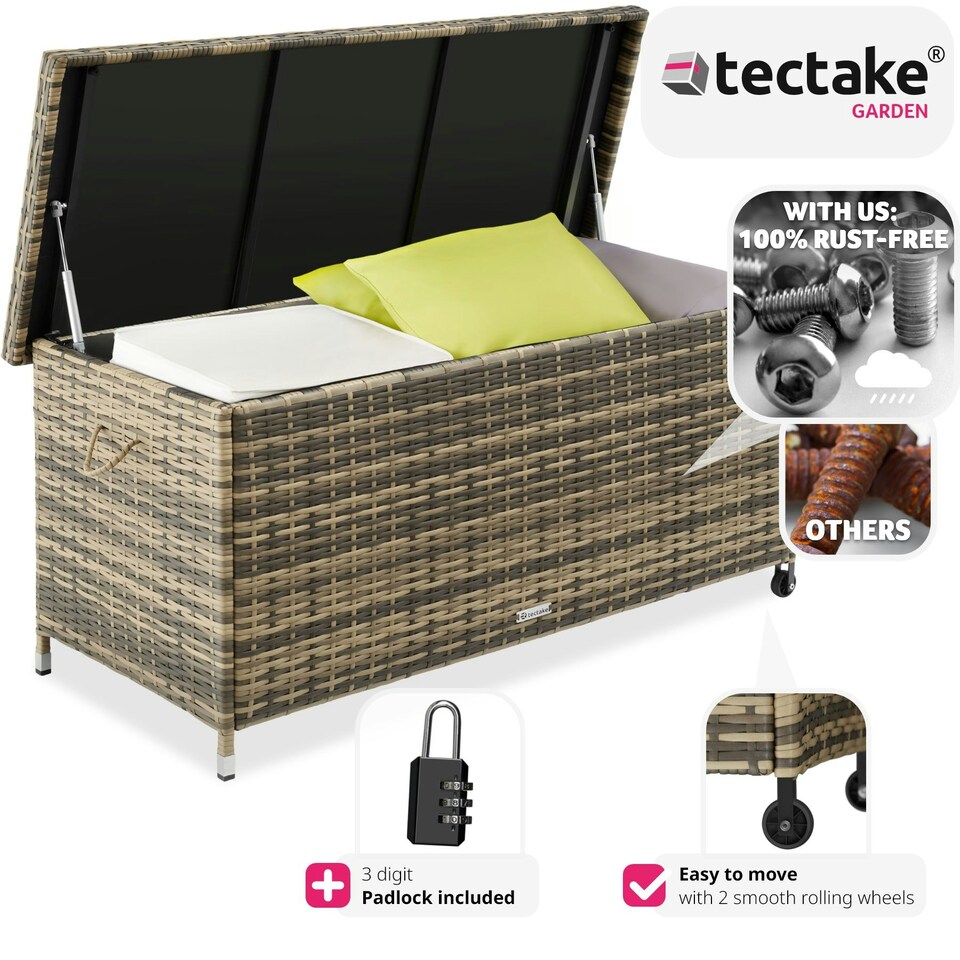 image 1 of Storage Box Kiruna - rattan garden furniture cushion storage 120 x 55 x 61.5 cm Brown | Nature