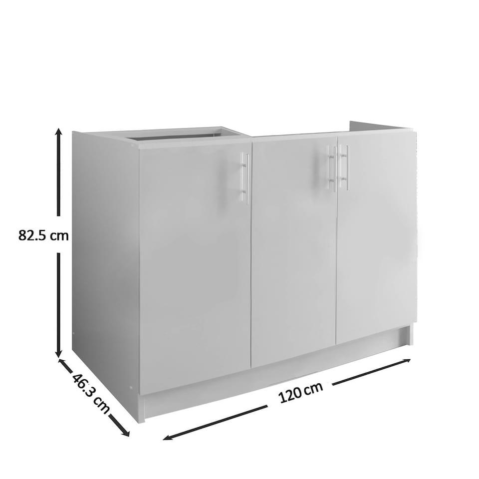 image 1 of JD Greta Kitchen Base Sink Unit 1200mm Cabinet With Doors 120cm - Grey Matt