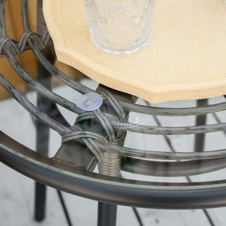 image 1 of Outsunny 3 PCS Patio Resin Wicker Hand Woven Bistro Set 2 Chairs 1 Coffee Table