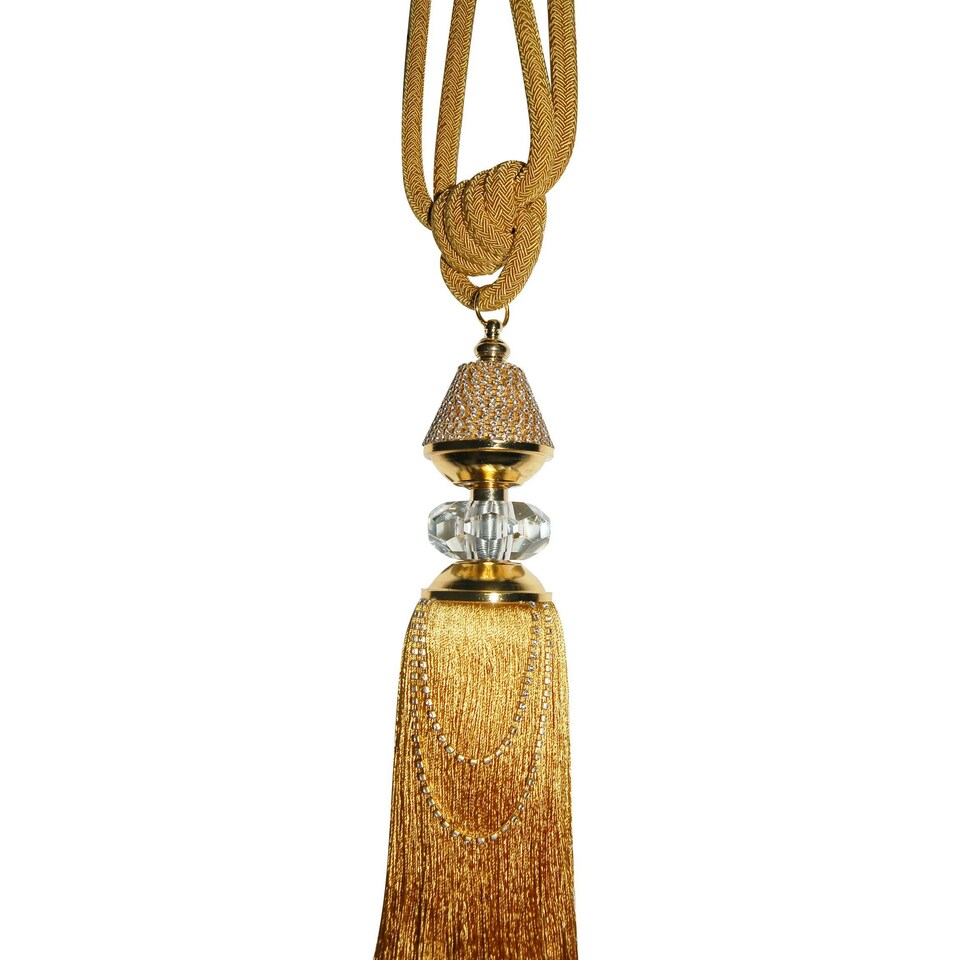 image 1 of Intimates Diamante Rope Tassel Curtain Tieback Cream | Cream