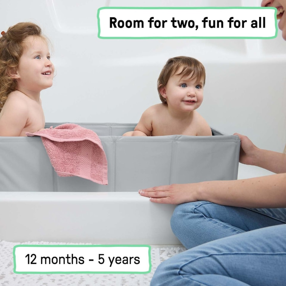 image 1 of Ingenuity Tuckaway Toddler Tub Grey Suitable from 12 Months to 5 Years