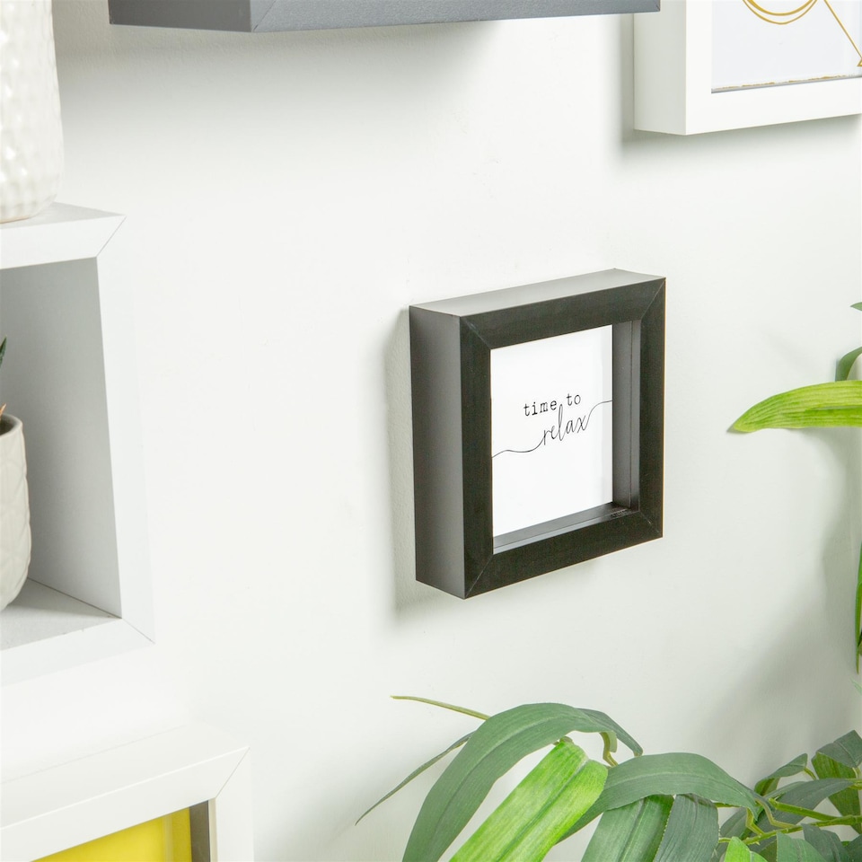 image 1 of Nicola Spring 4 x 4" Photo Frame - Black - 3D Photo Frame Picture Frame Box Portrait Display Case (12.5 x 12.5cm)