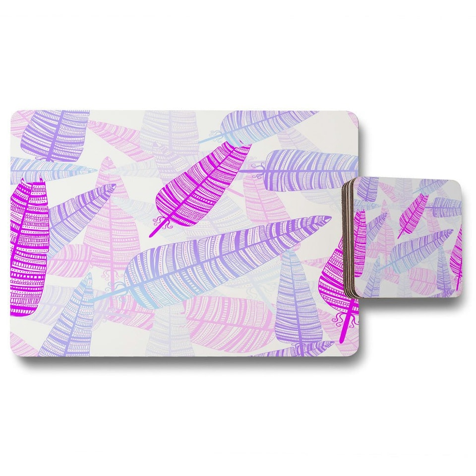 Purple Feathers (Placemat & Coaster Set)