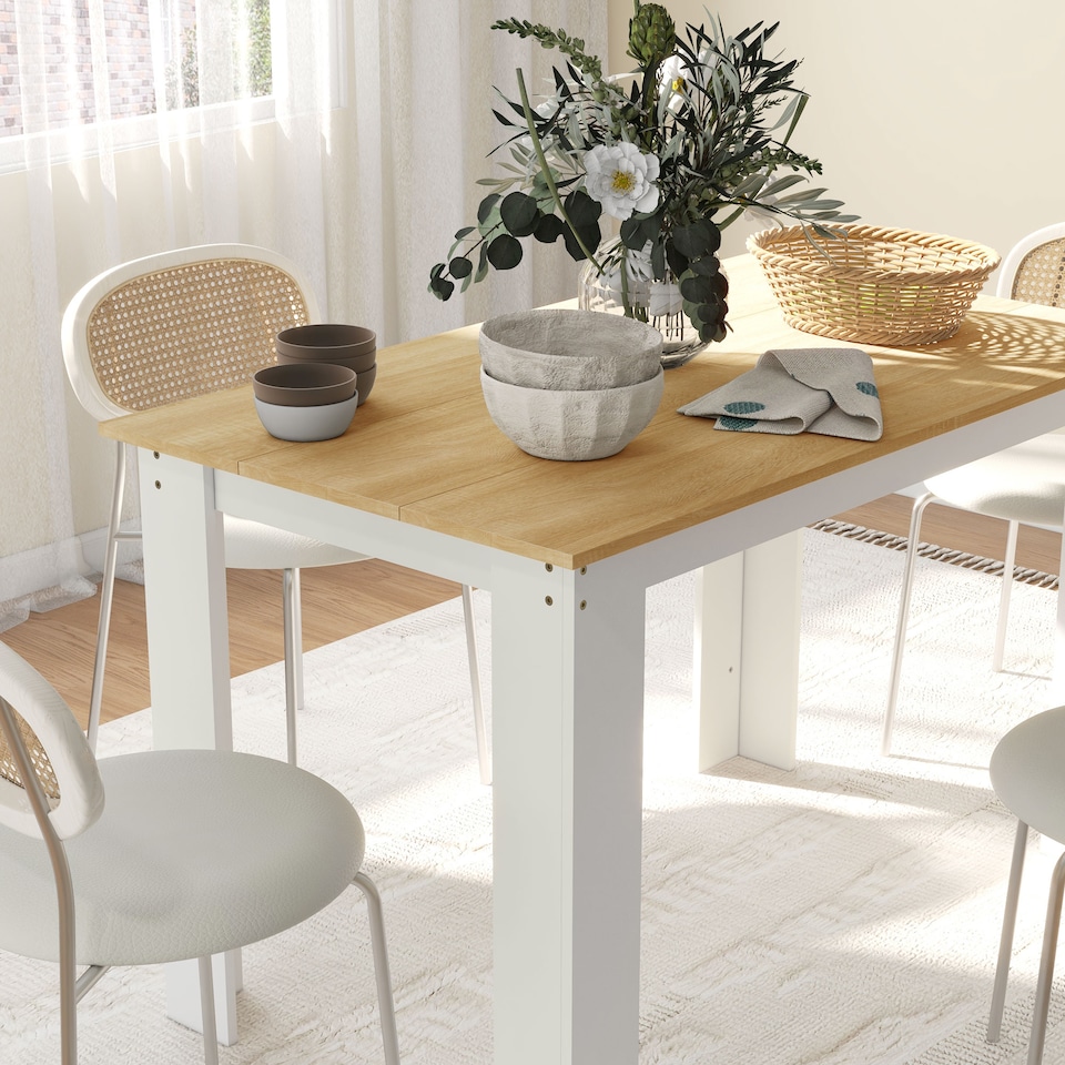 image 1 of HOMCOM Dining Table for 4-6 People, Wood Effect Tabletop