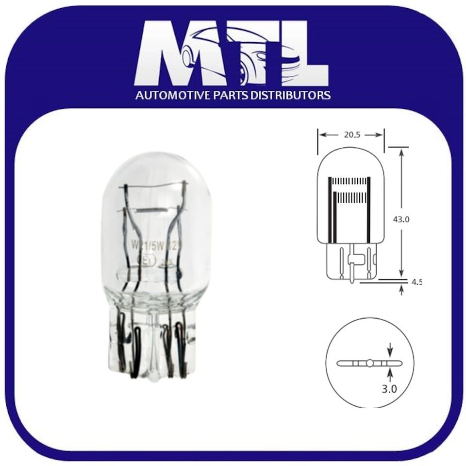 image 1 of Lucas LLB580 W21/5W 12V 21/5W Car Bulb Single Pack Daytime Running Indicator Stop Tail light Capless