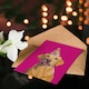 image 4 of Birthday Card Yellow Labrador Retriever Dog Party Hat Hot Pink