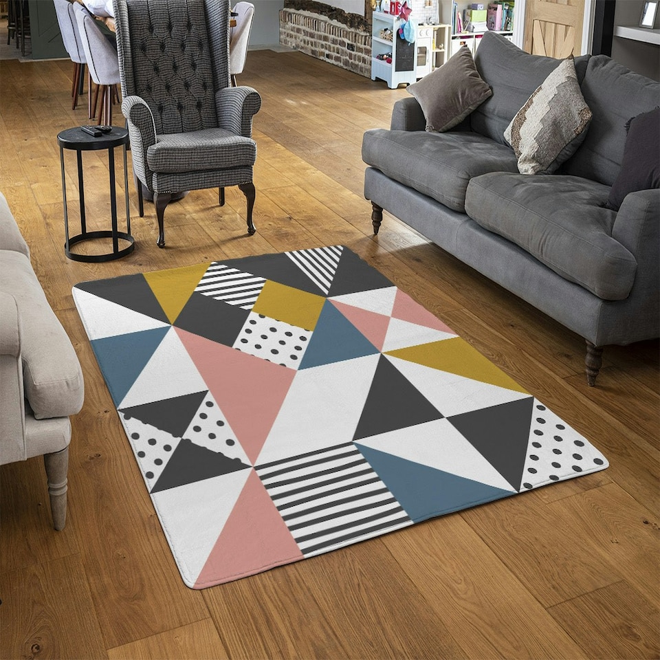 image 1 of Coloured Geometric Pattern (Rug) Multi | Medium: 80x150cm