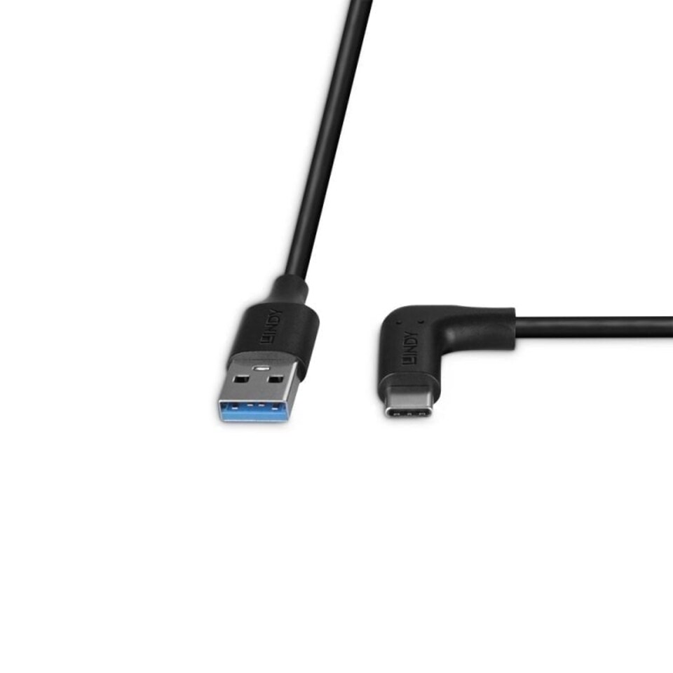 image 1 of 1m USB 3.2 Type-A to Right-Angled USB-C Cable
