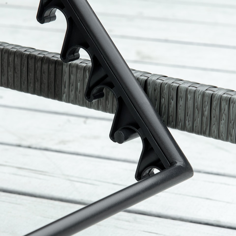 image 1 of Outsunny Rattan Sun Lounger, 5-Level Adjustable Garden Lounger Recliner with Cushion and Headrest, Outdoor Reclining Sunbed, Steel Frame Garden Chair for Patio, Beach, Terrace, Dark Grey