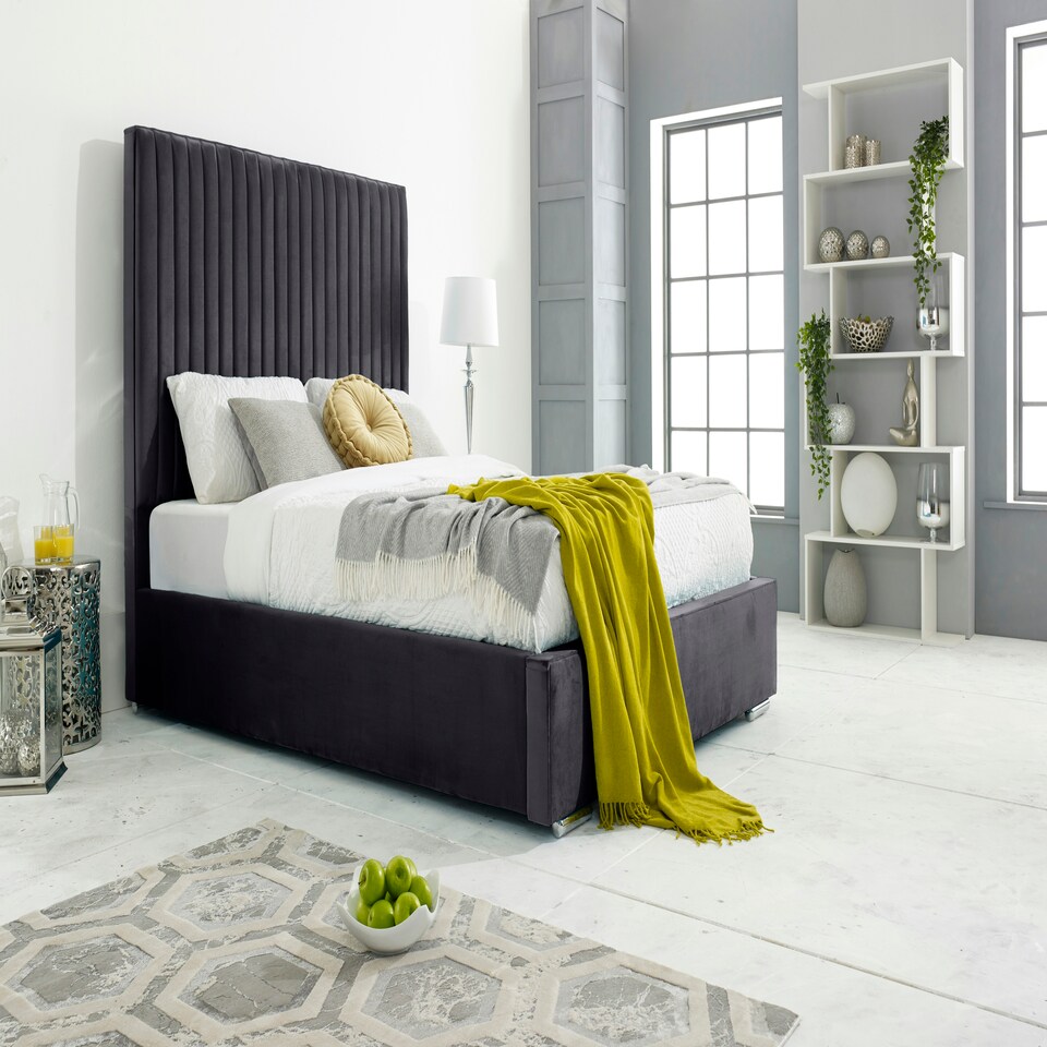Merki Plush Single Bed Frame - Steel