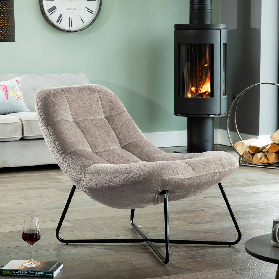 image 1 of Merced Fabric Accent Chair - Light Grey