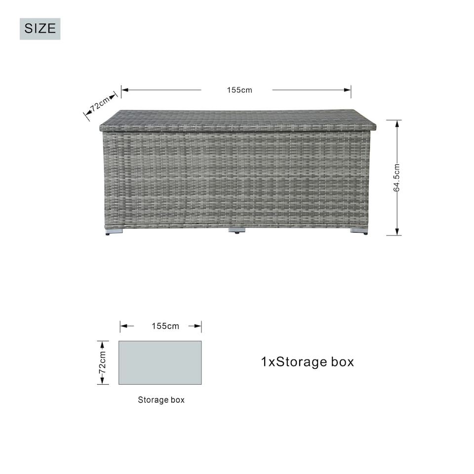 image 1 of Direct Wicker 495L Outdoor Garden Rattan Storage Box, Medium Deck Storage Box for Patio, Yard | Grey
