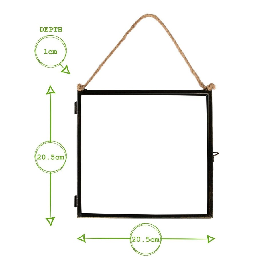 image 1 of Nicola Spring Hanging Metal Photo Frames - 8" x 8" - Black - Pack of 2 - Hanging Picture Frame Display Frame Poster Frame Picture Display | Black | S