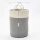 image 2 of Living and Home Woven Cotton Basket Storage Clothes Hamper Laundry Basket - Grey & White