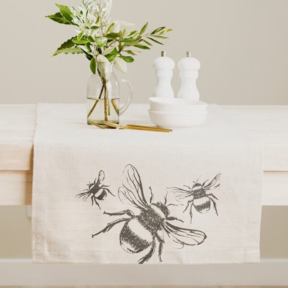 image 1 of The Just Slate Company Bee Linen Table Runner