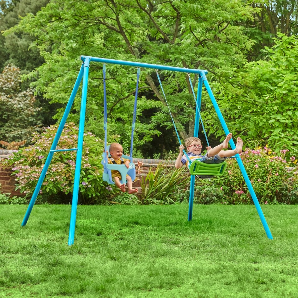 image 1 of TP Deluxe Double Metal Swing with Rapide & Bluey Quadpod seats