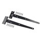 image 2 of 10" (250mm) Heavy Duty T Tee Hinges for Doors + Gates with Fixing Screws 4pc Black