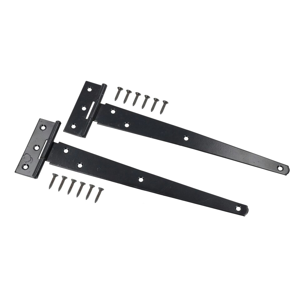 image 1 of 10" (250mm) Heavy Duty T Tee Hinges for Doors + Gates with Fixing Screws 4pc Black