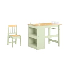 SoBuy Kids Desk and Chair Set with 2 Shelves & Paper Roll Holder, Green, 31.4x19.6x25.9 in, 15.3 kg - KMB60-GR