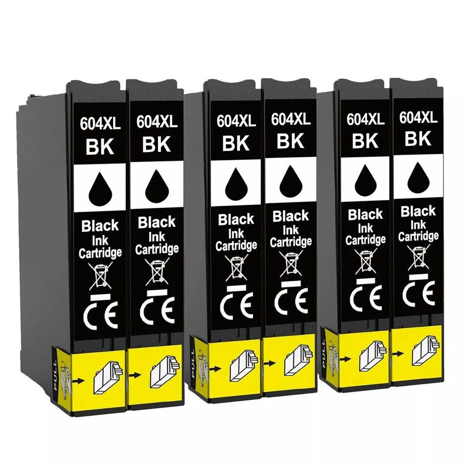 image 1 of 6x Compatible Epson 604XL Black Ink Cartridges | Black | XL | 6