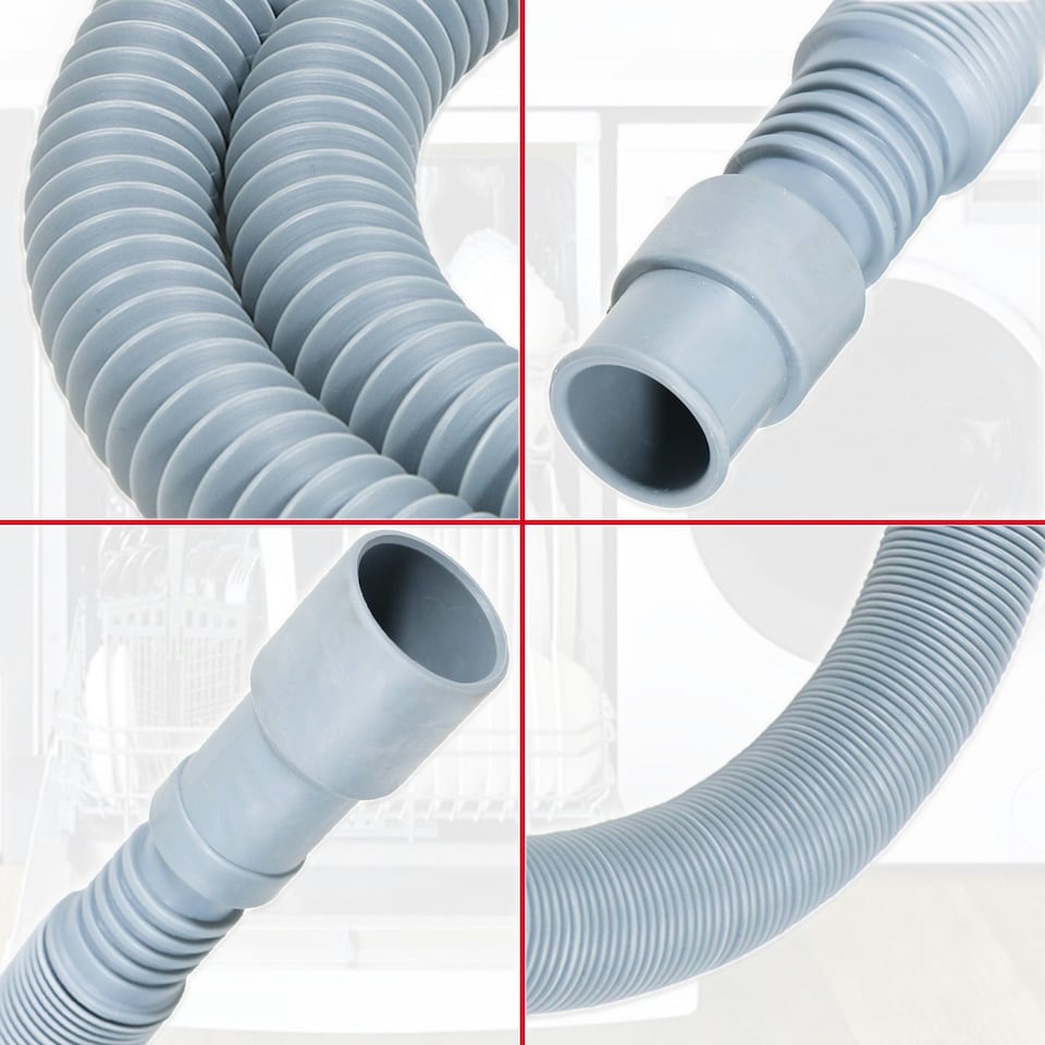 image 1 of SPARES2GO Drain Hose Extension Kit 2m Washing Machine Dishwasher Waste Water Outlet Pipe (19mm / 28mm Ends)