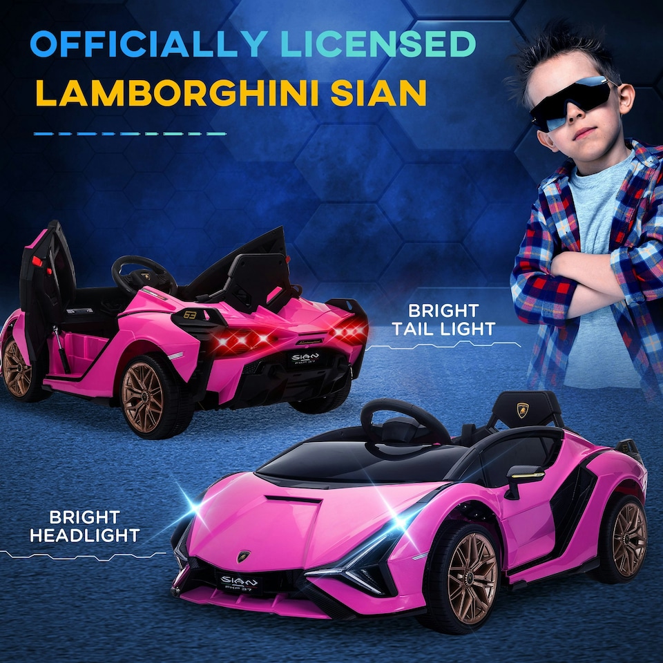image 1 of HOMCOM Lamborghini SIAN 12V Electric Car for Kids w/ Remote Control