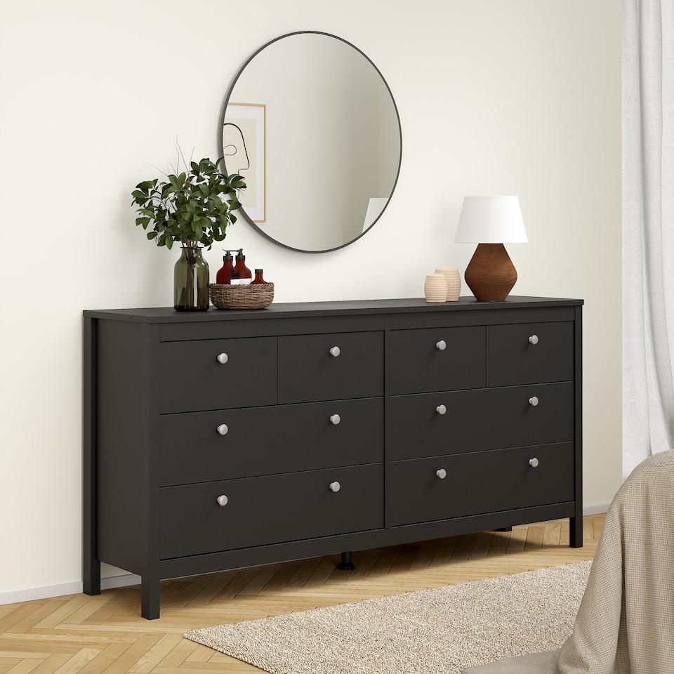 image 1 of Madrid Double Dresser 4+4 Drawers in Matt Black