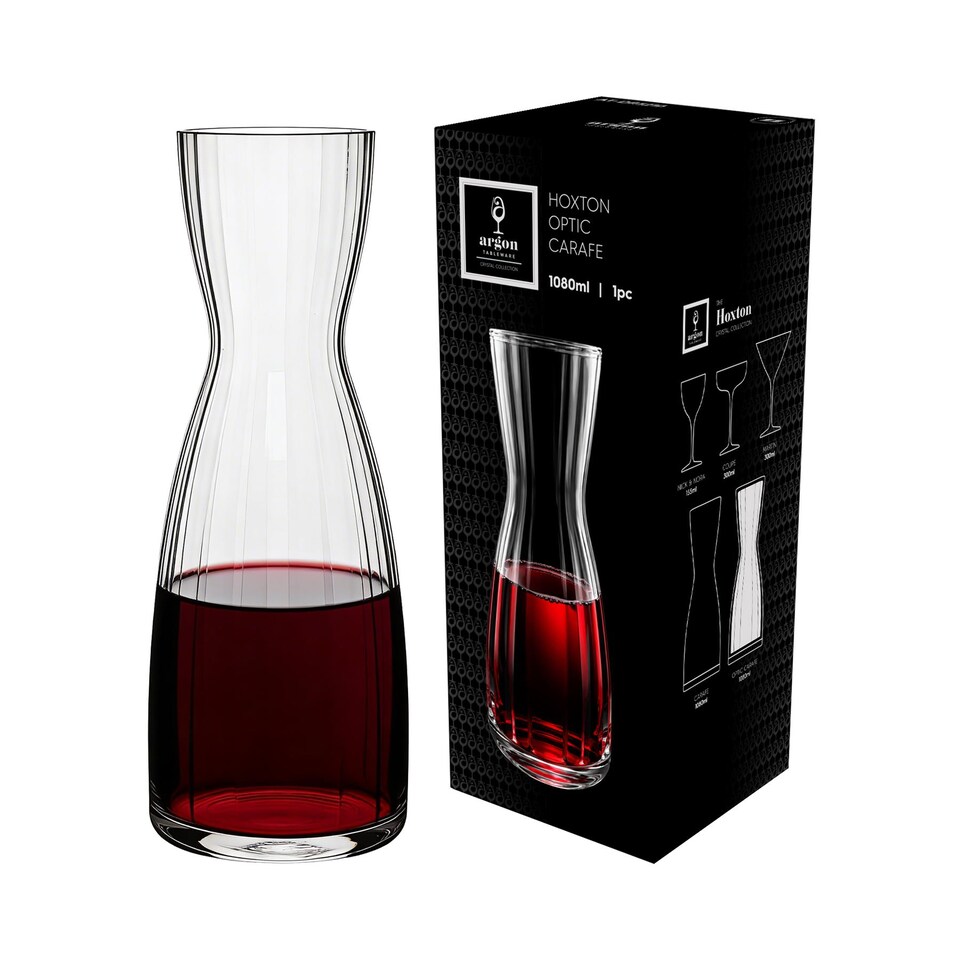 image 1 of Argon Tableware Hoxton Optic Crystal Carafe - 1.1L | Clear | Clear | 1